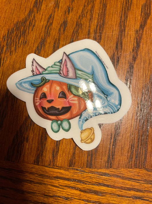 Cat Pumpkin Sticker (Small)
