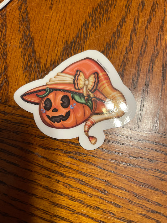 Candy Corn Pumpkin Sticker (Small)