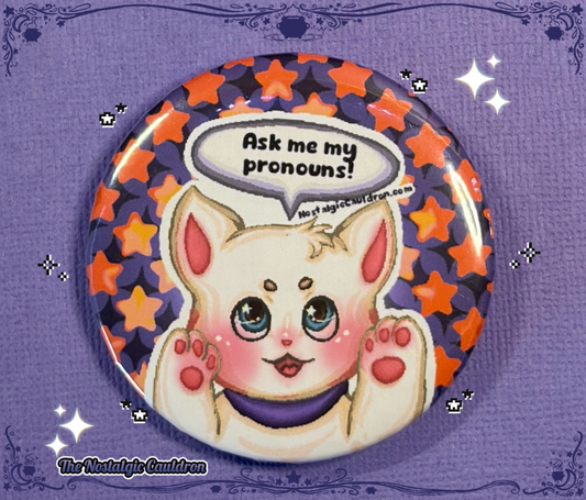 Cat Pronouns Pinback Button - 85mm