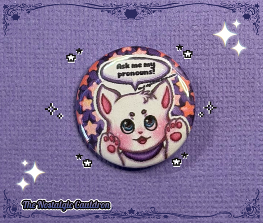 Cat Pronouns Pinback Button - 25mm