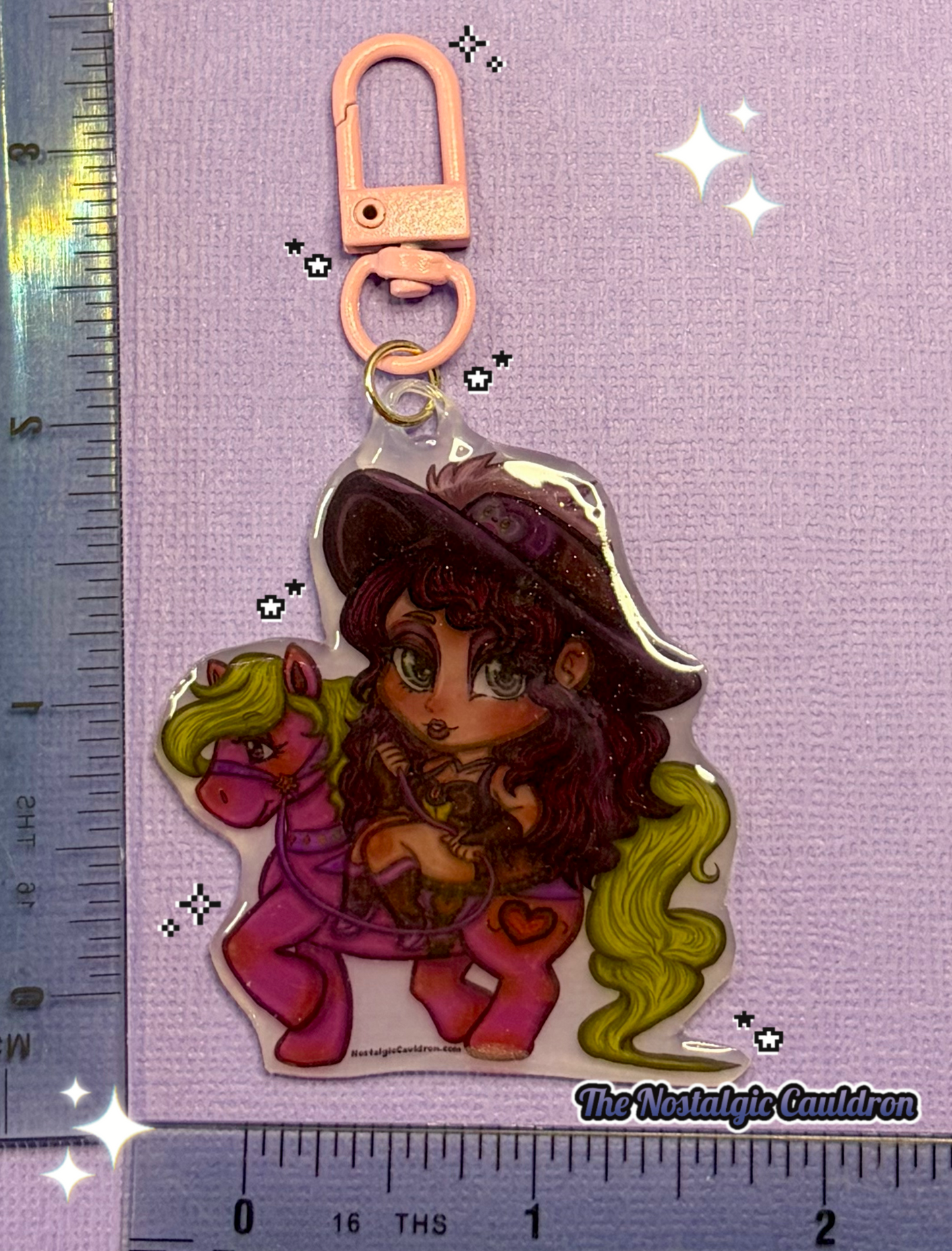Pink Pony Cowgirl Shrink Plastic Keychain