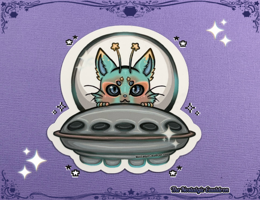 Alien UFO Cat Sticker