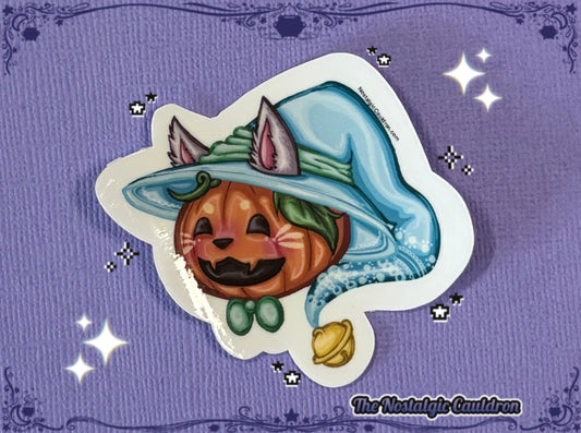 Cat Pumpkin Sticker (Small)