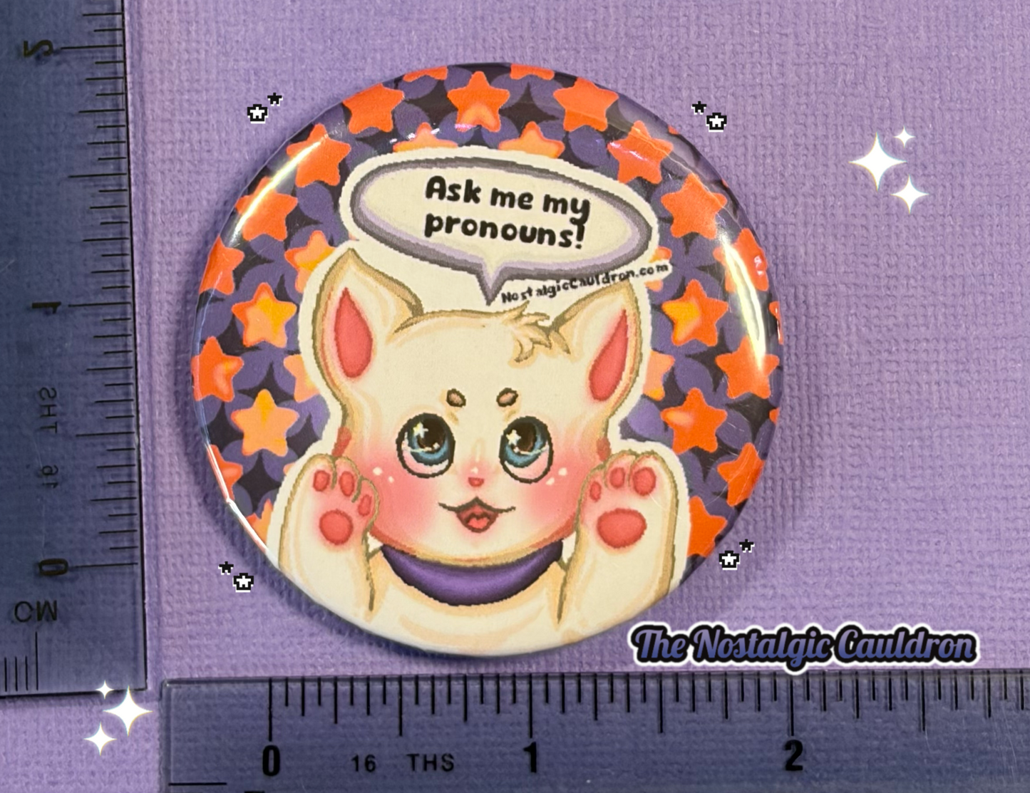 Cat Pronouns Pinback Button - 85mm
