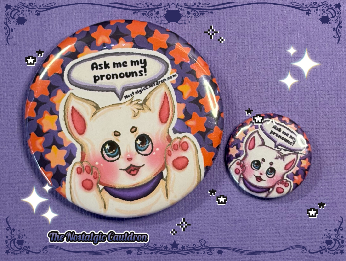 Cat Pronouns Pinback Button - 85mm