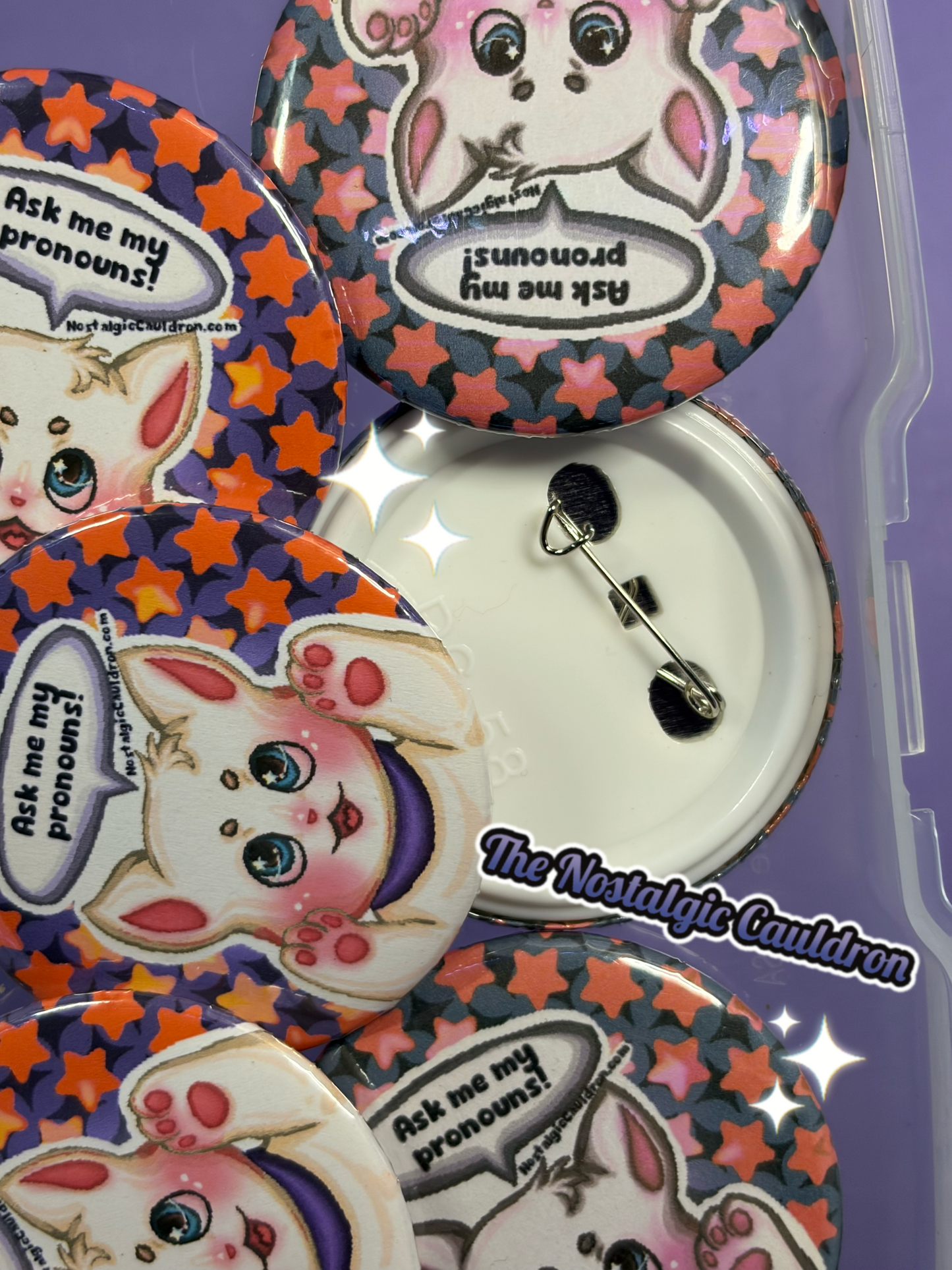 Cat Pronouns Pinback Button - 85mm