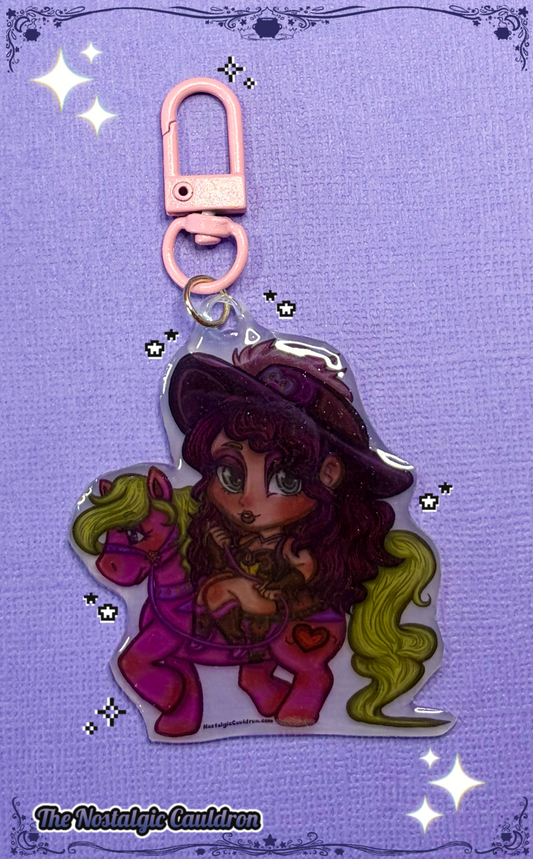 Pink Pony Cowgirl Shrink Plastic Keychain