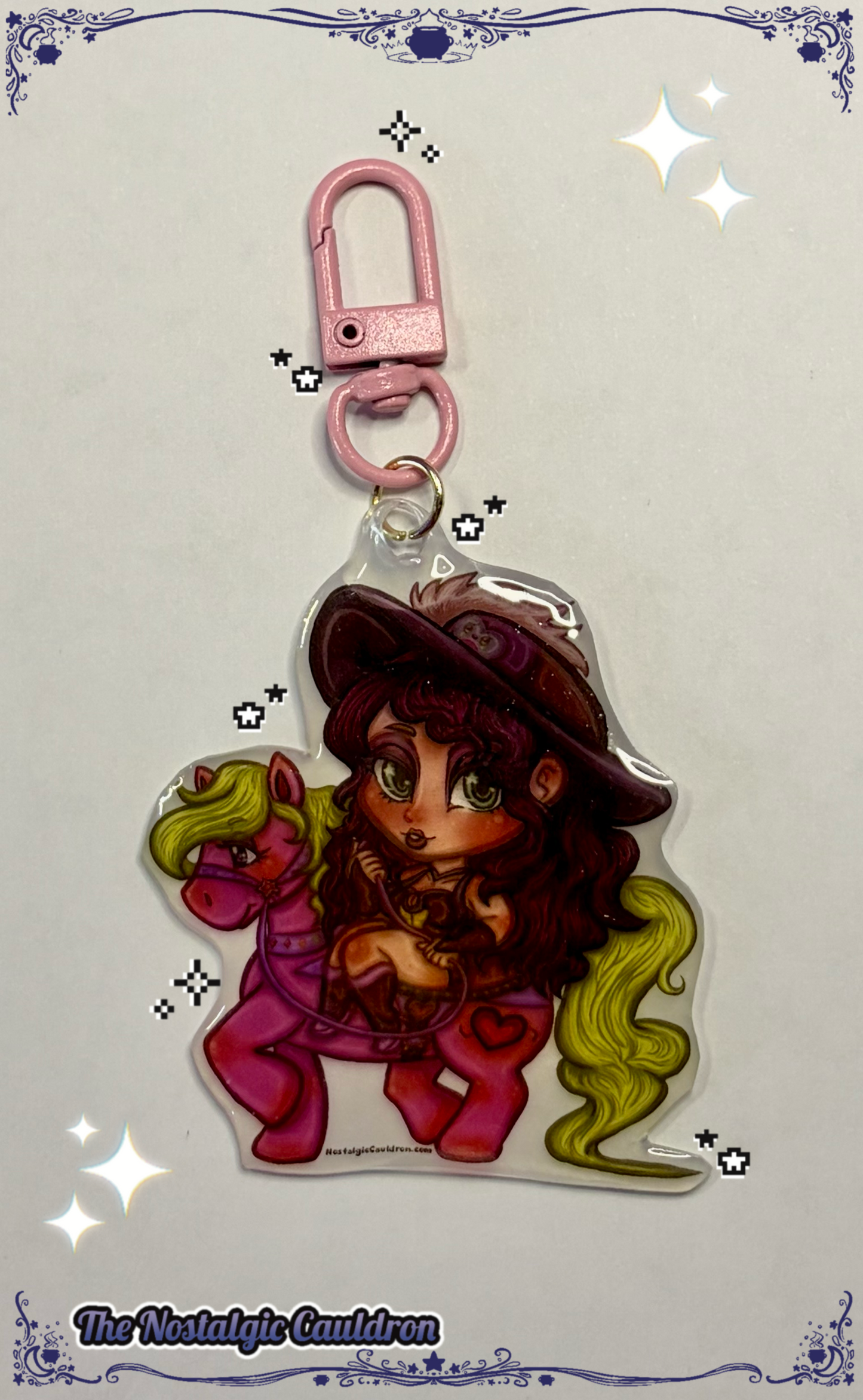 Pink Pony Cowgirl Shrink Plastic Keychain