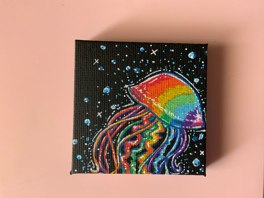 Rainbow Jellyfish Mini Painting