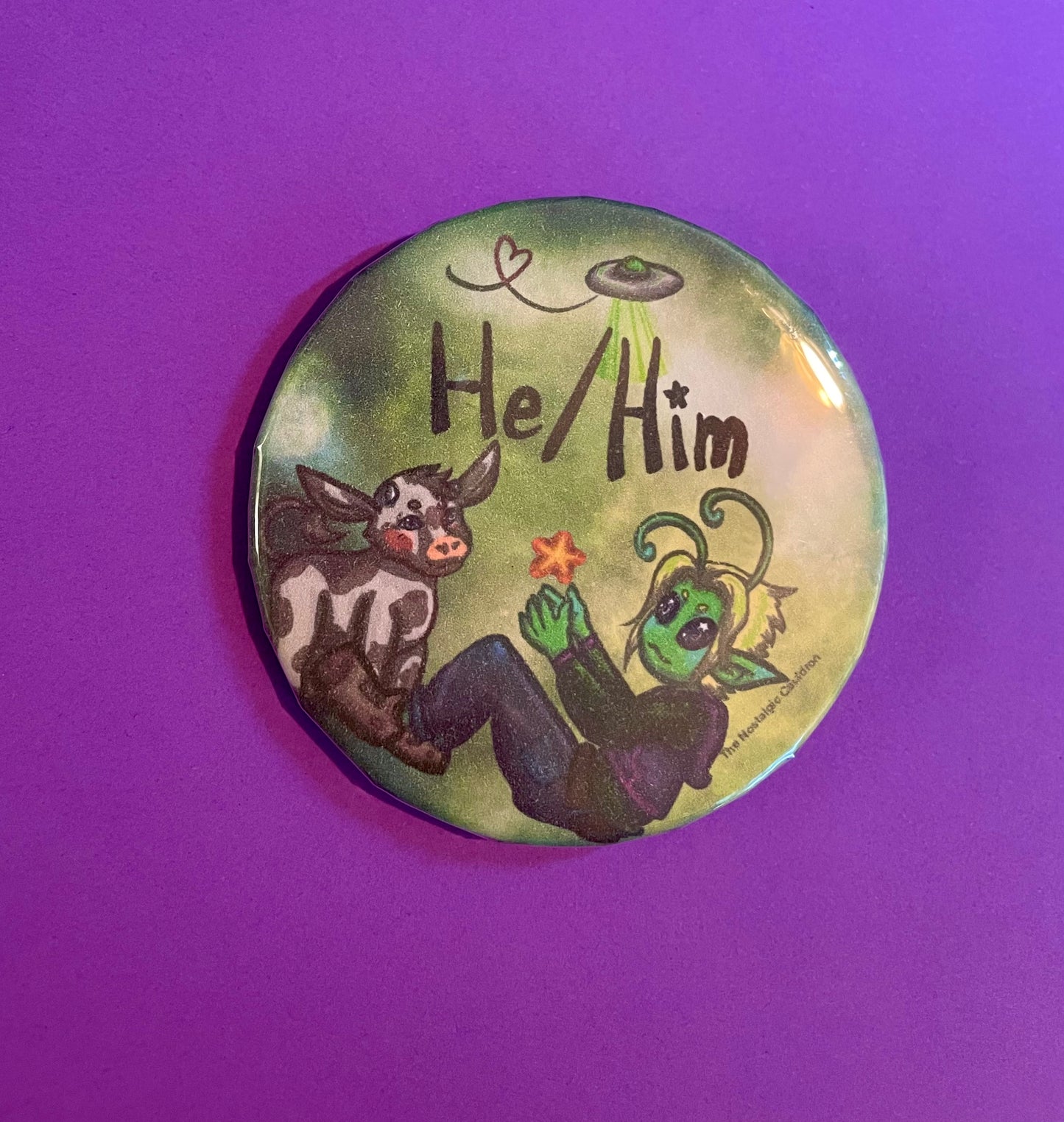 “He/Him” - Alien Pronoun Pin-back Button