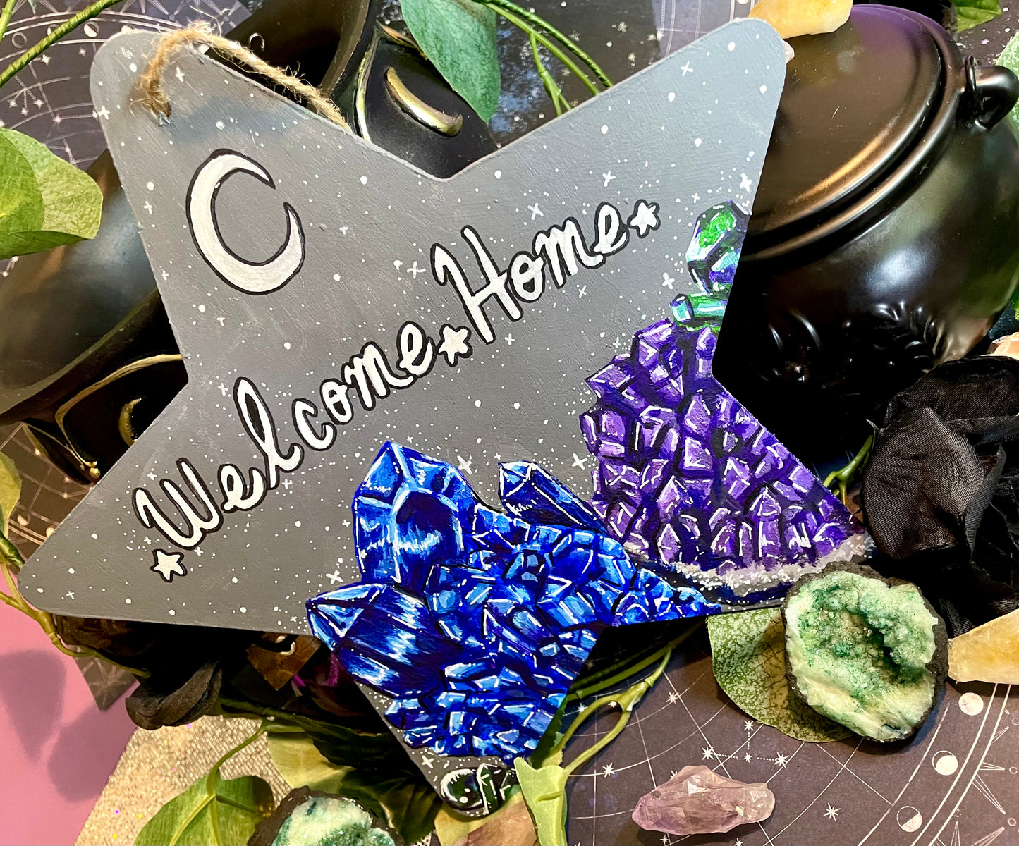 Crystal Hand Painted Welcome Sign